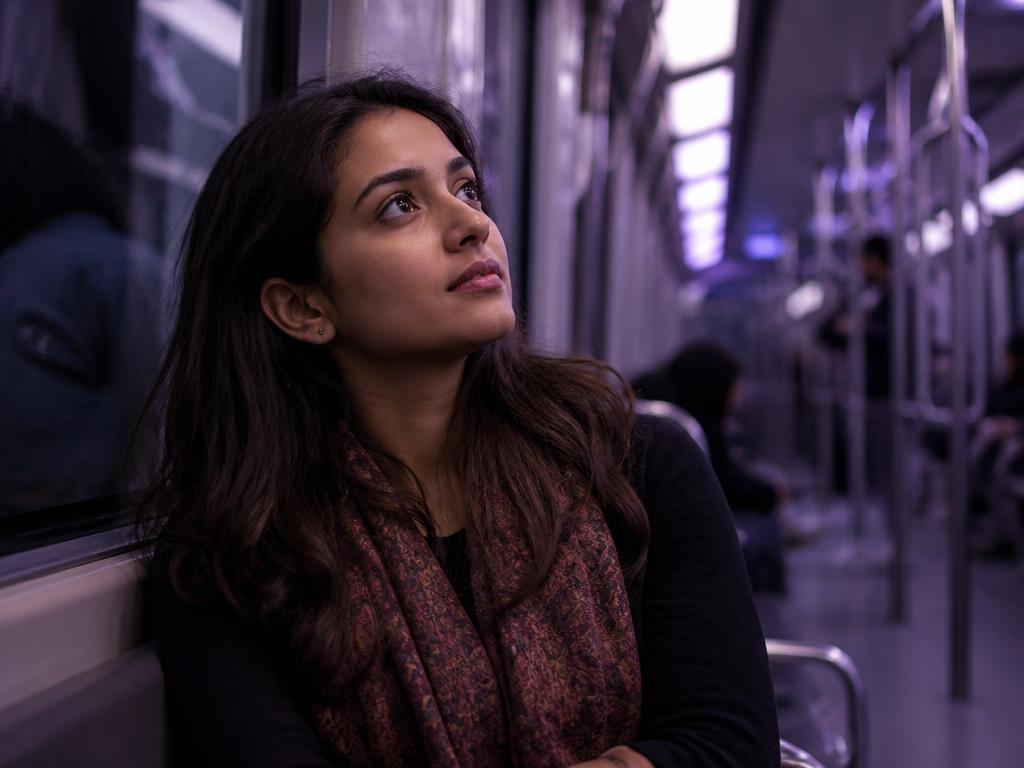 A commuter recalling a brand on her way home